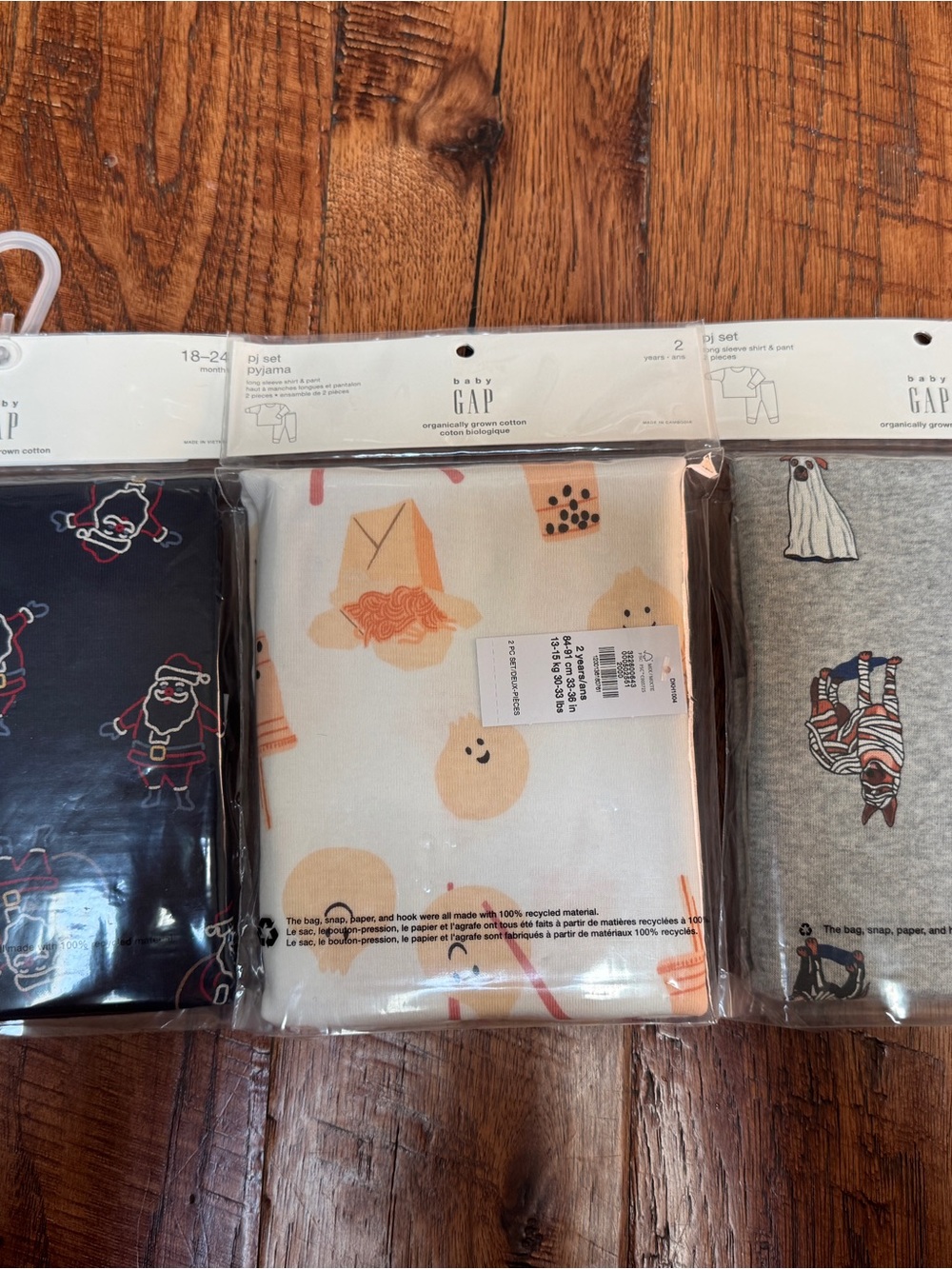 GAP Baby Pajama Set - Cream, Peach & Navy Holiday Prints